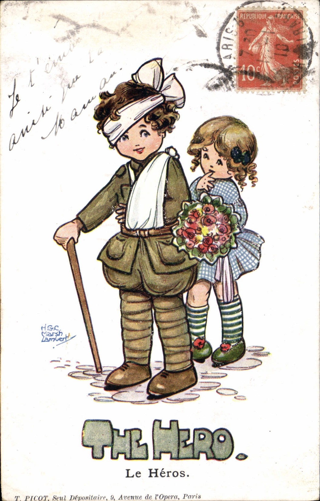 Vintage Postcard Fantasy Illustrator Children The hero