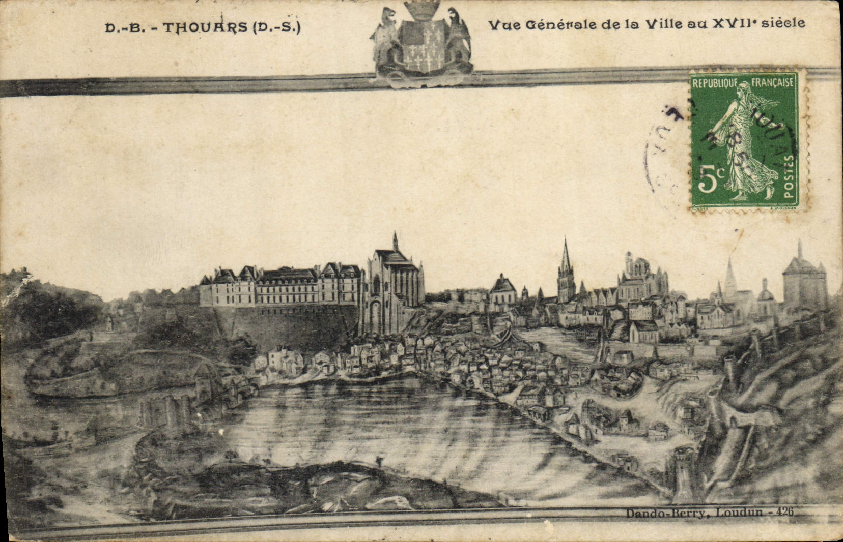 Vintage Postcard Thouars Seen general of the city