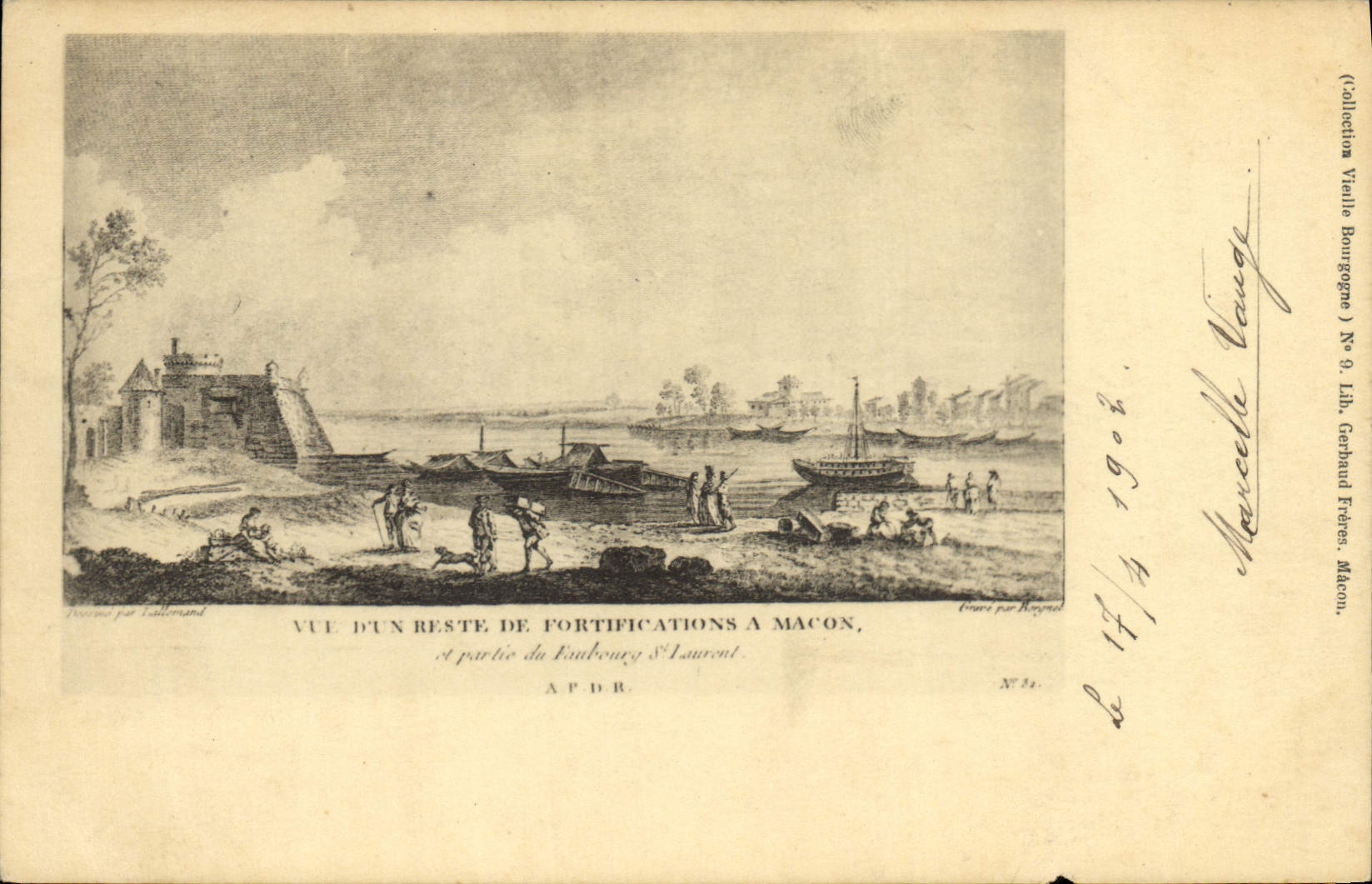 Vintage Postcard Vue of a remainder of fortifications has Macon