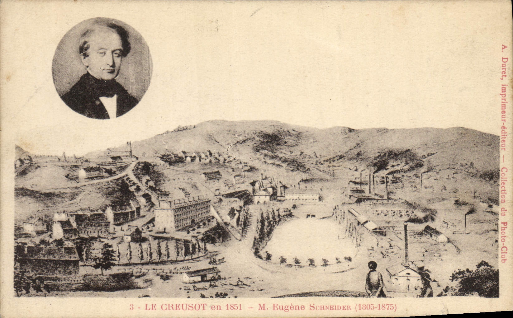 Vintage Postcard Creusot in 1851 Mr. Eugene Schneider