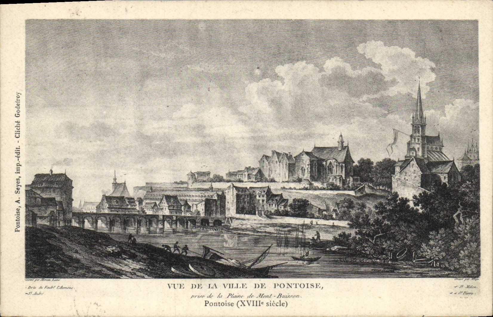Vintage Postcard Seen of the town of Pontoise