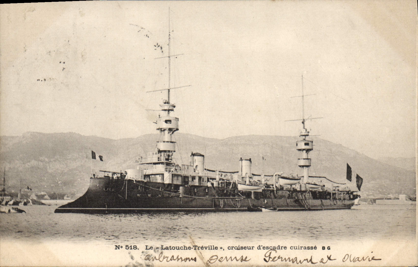 Vintage Postcard Boat Latouche Treville Cruiser of esacdre armor