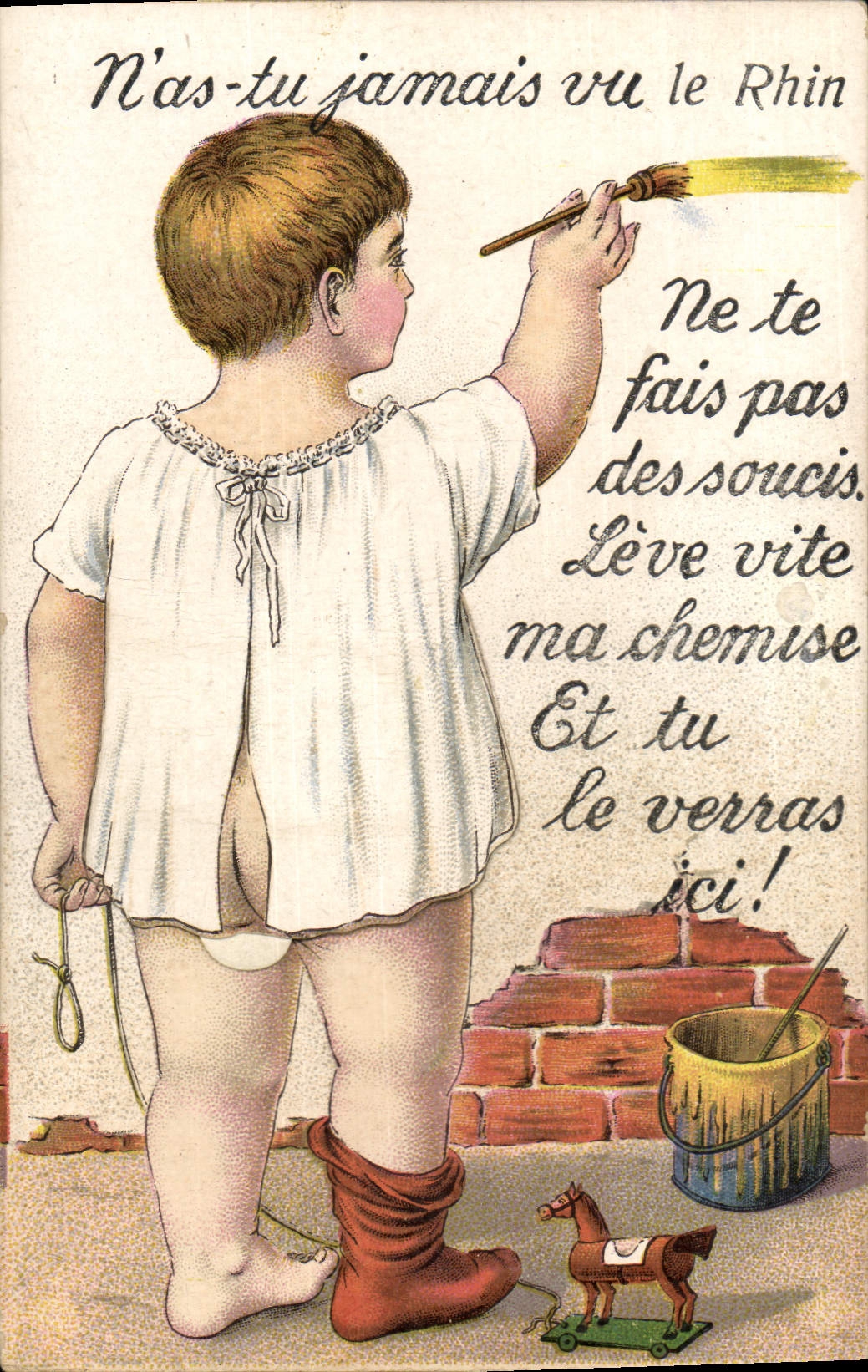 CARTE SYSTEME Folklore Alsace Enfant Rhin