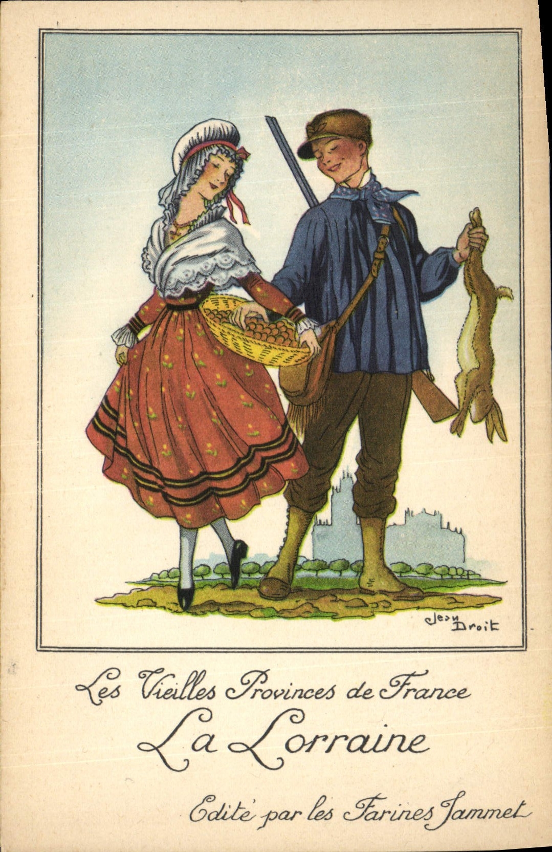 CPA Folklore La Lorraine Farines Jammet Lapin