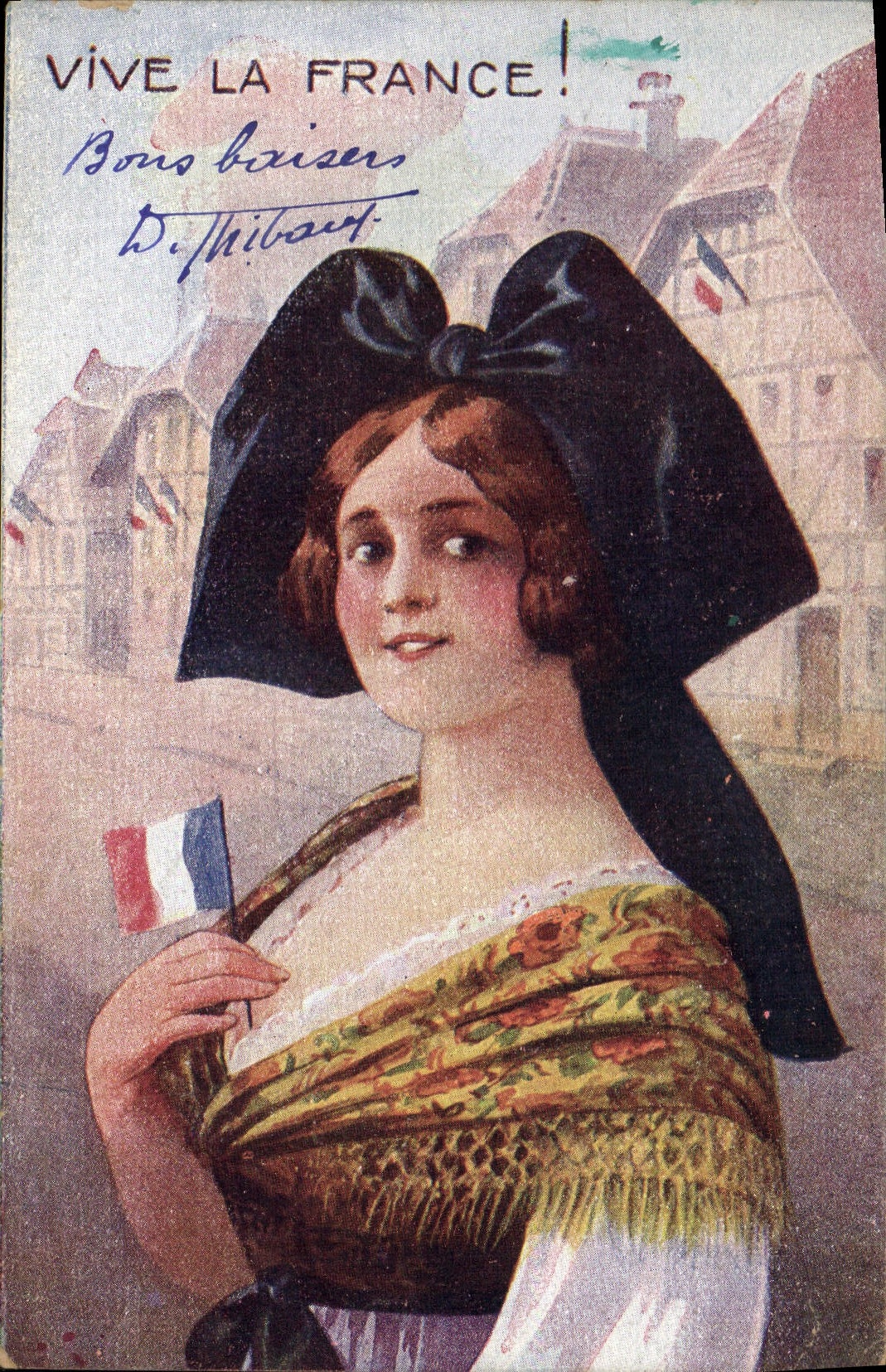 CPA Folklore Alsace Vive la France !