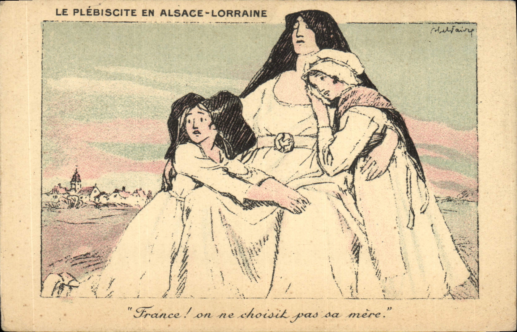 CPA Folklore Alsace Le plebiscite en Alsace Lorraine France on en choisit pas sa mere