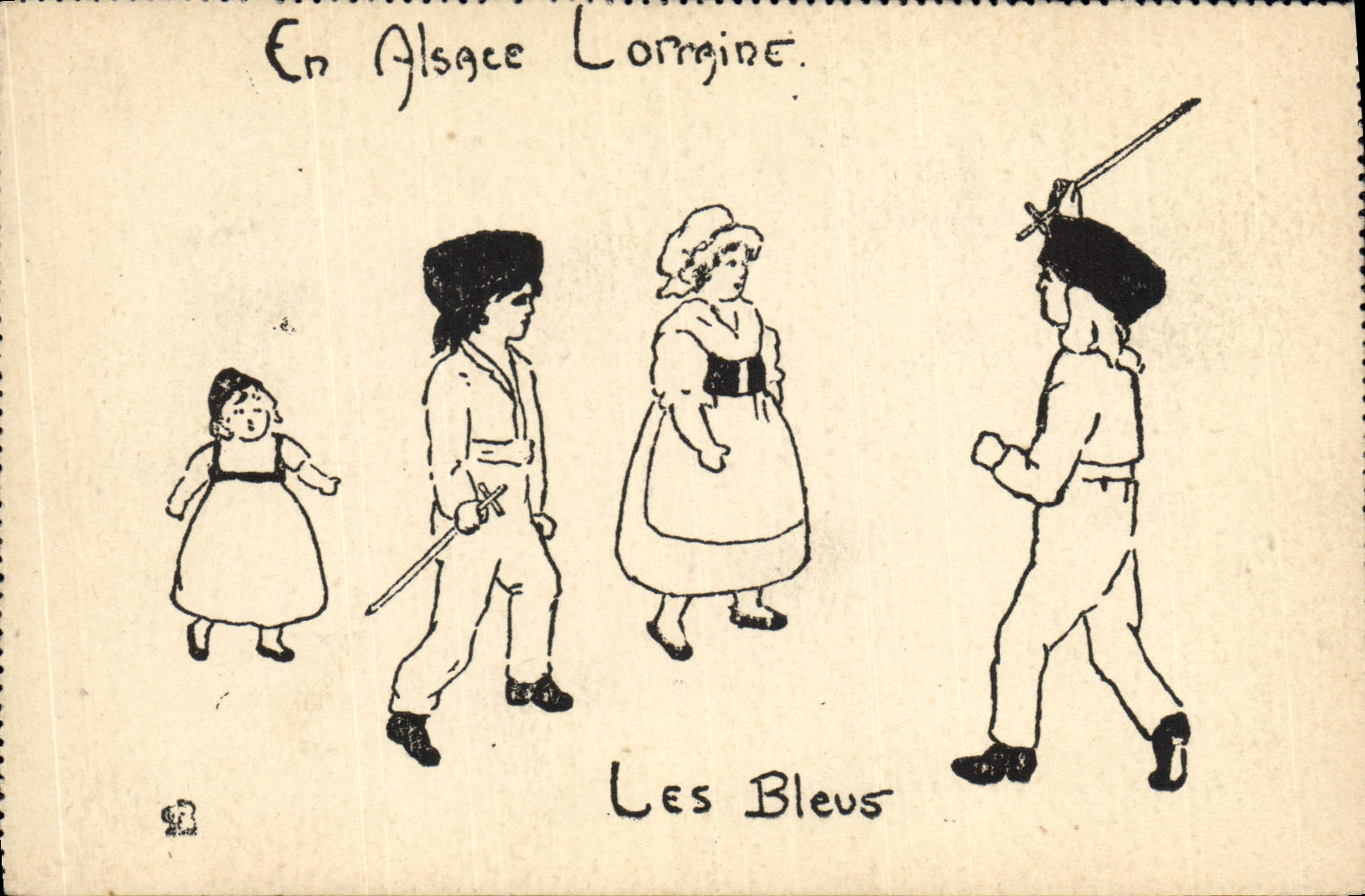 CPA Folklore Alsace Lorraine Les Bleus Enfants