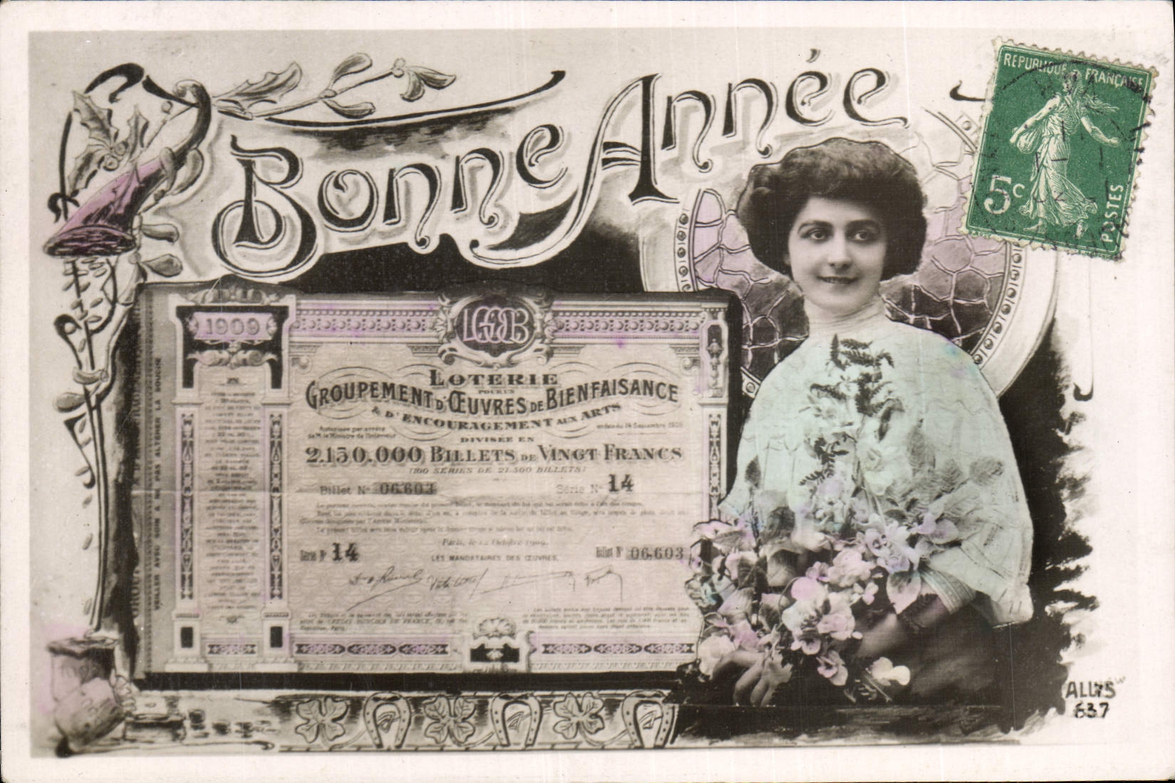 CPA Loterie Femme Bonne annee