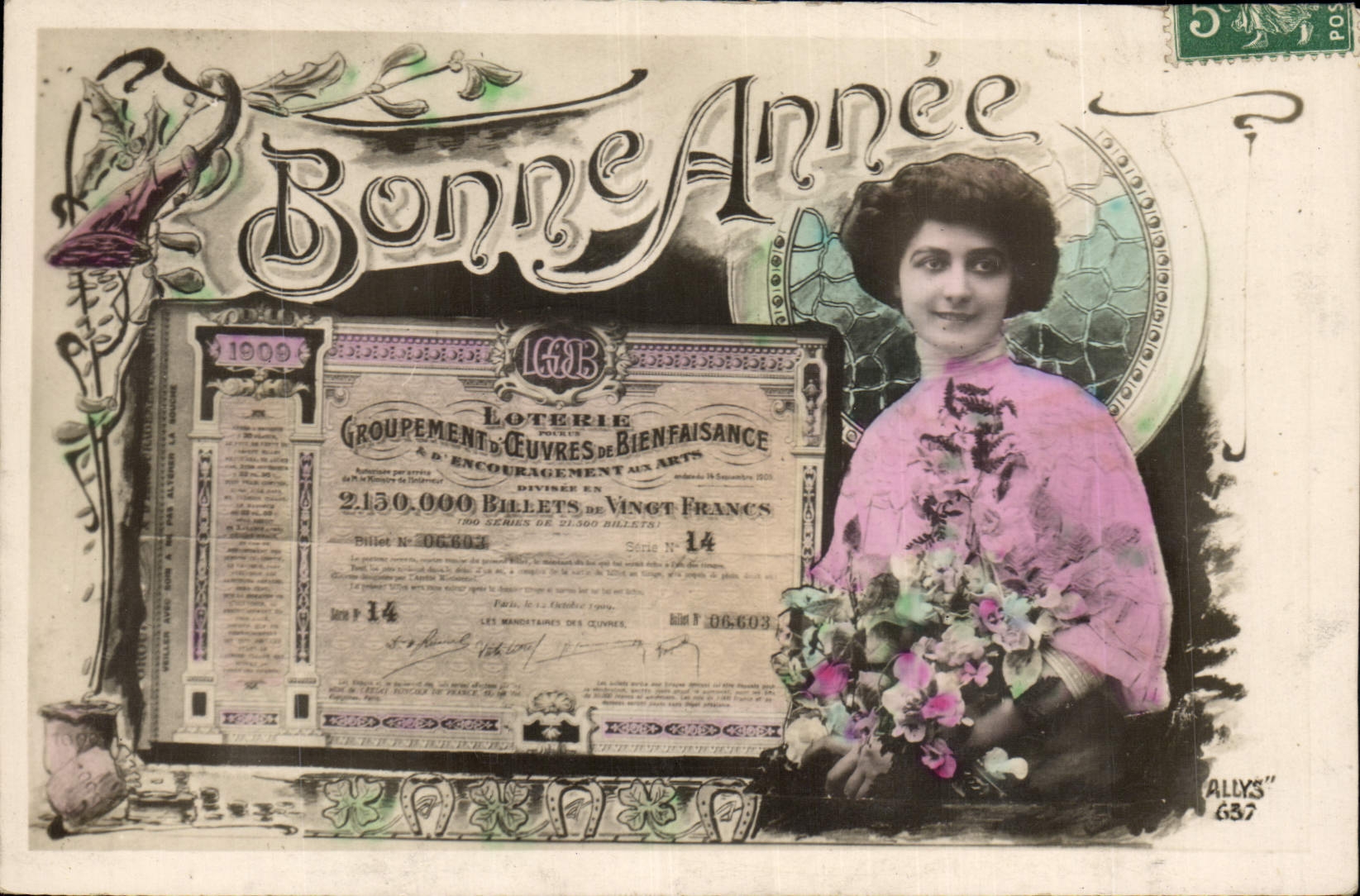 CPA Loterie Femme Bonne annee