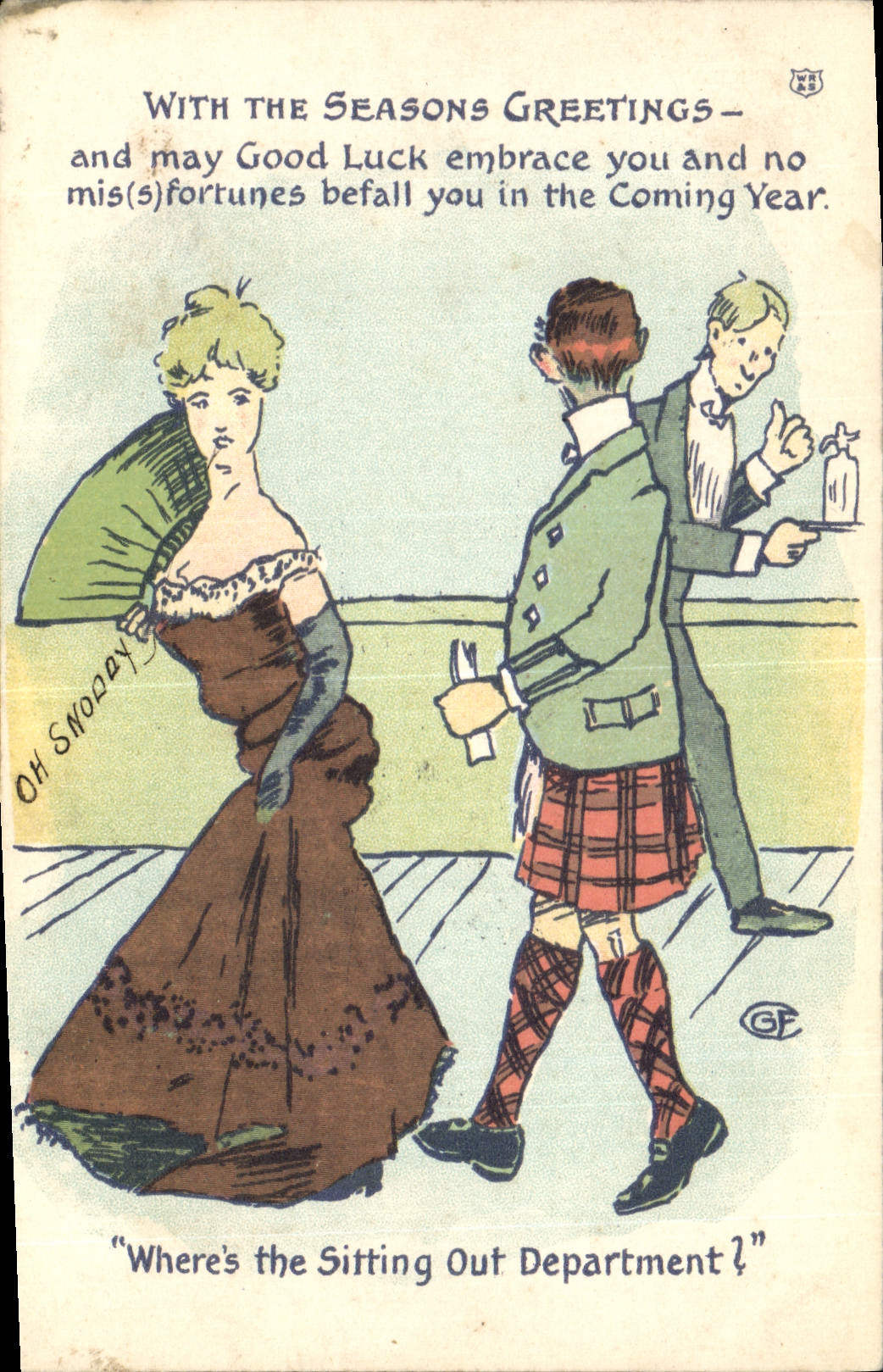 Vintage Postcard Fantasy Illustrator Where' S the out sitting department?