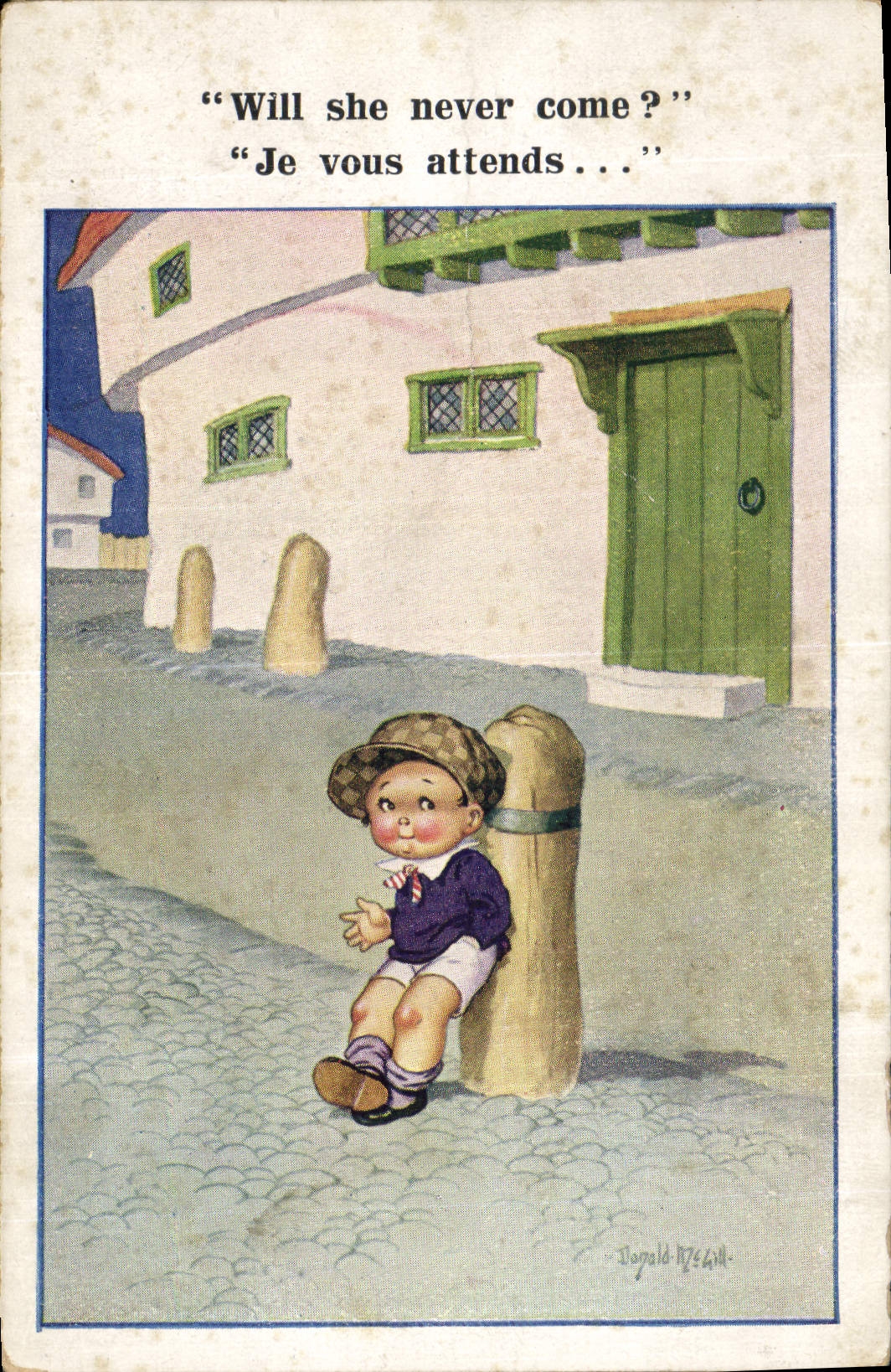 Vintage Postcard Fantasy Illustrator Child Donald Mc Gill Will she never like?
