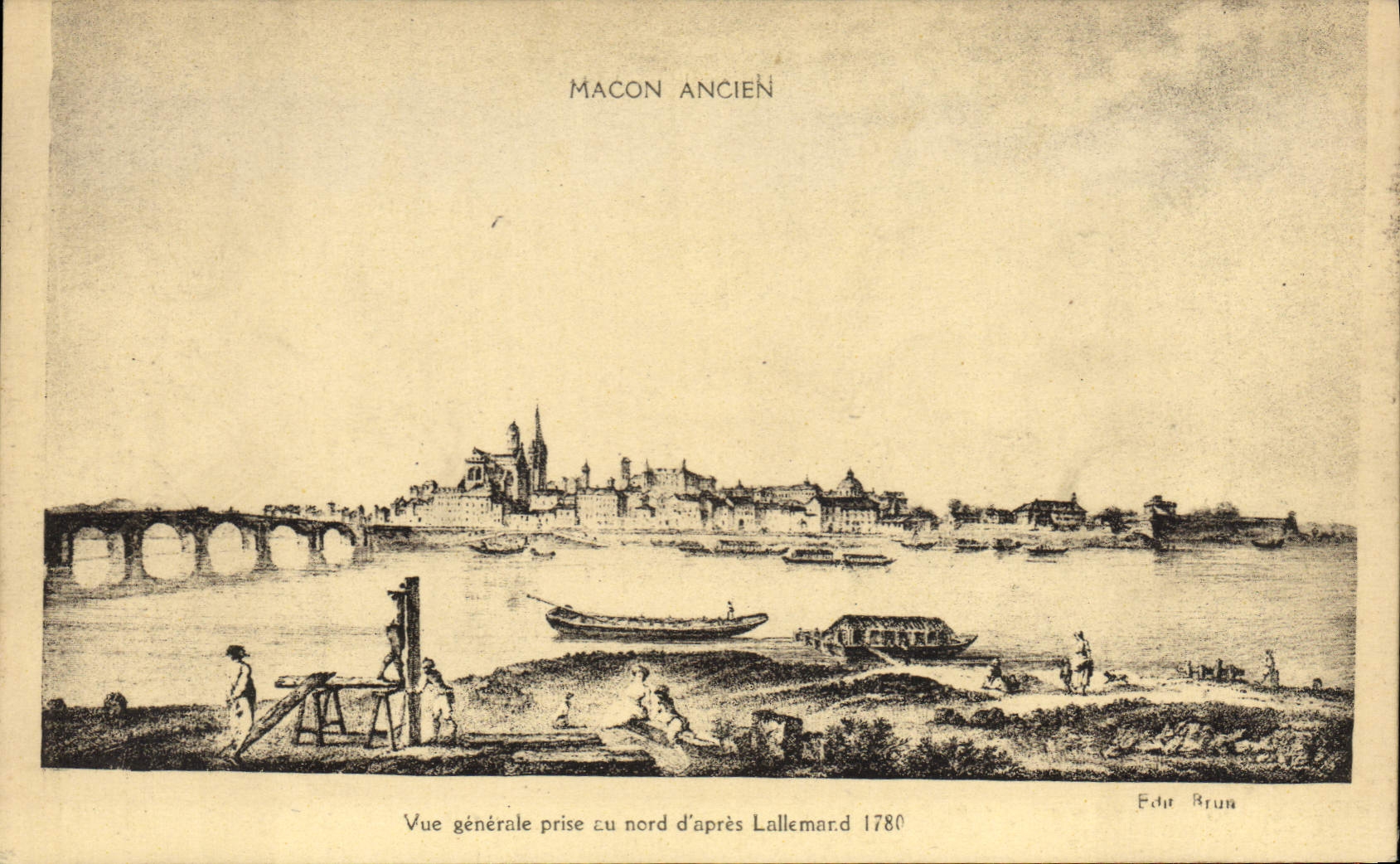 Vintage Postcard old Mason general Sight catch north of after Lallemand 1780