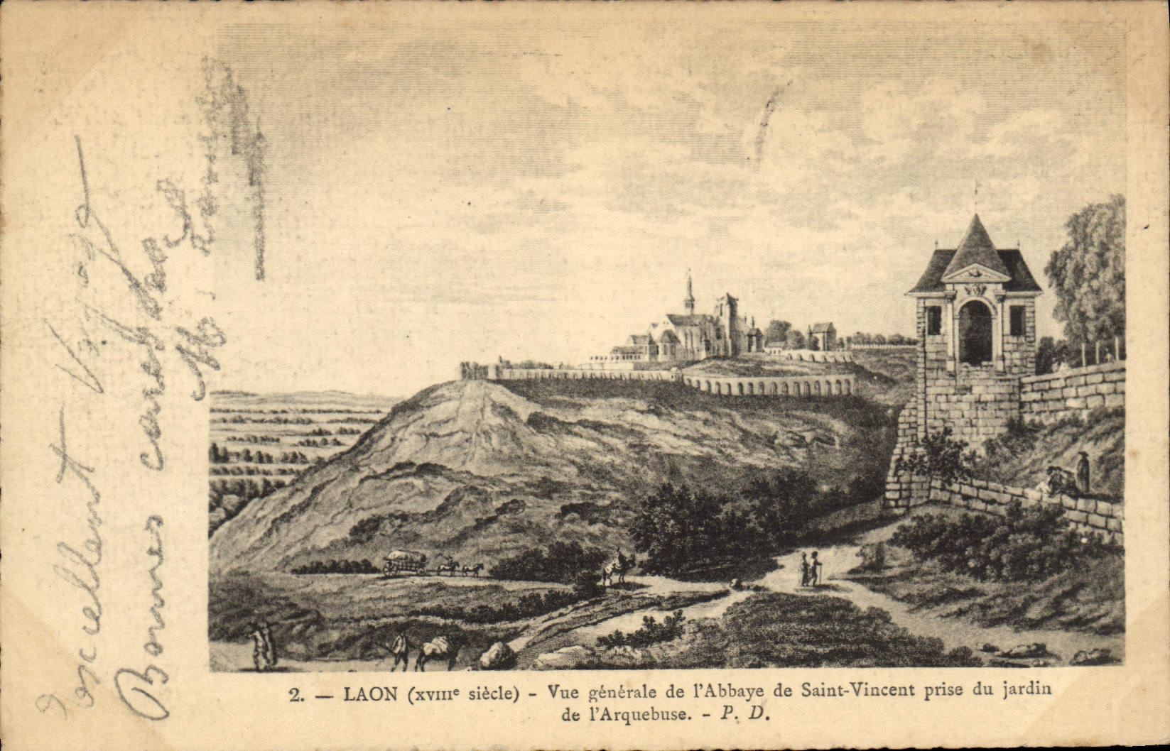 Vintage Postcard Laon Seen general of the abbey of Saint Vincent taken of the garden of the Arquebus