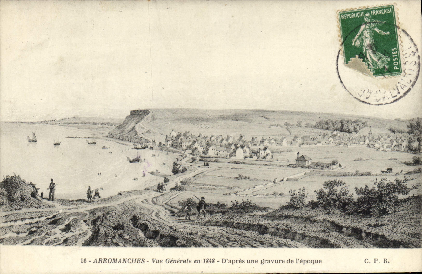 Vintage Postcard Arromanches Seen general in 1848