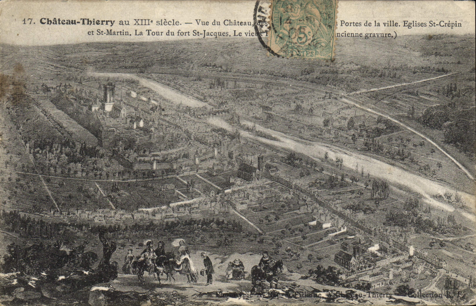 Vintage Postcard Castle Thierry with the 13th Sight of the castle