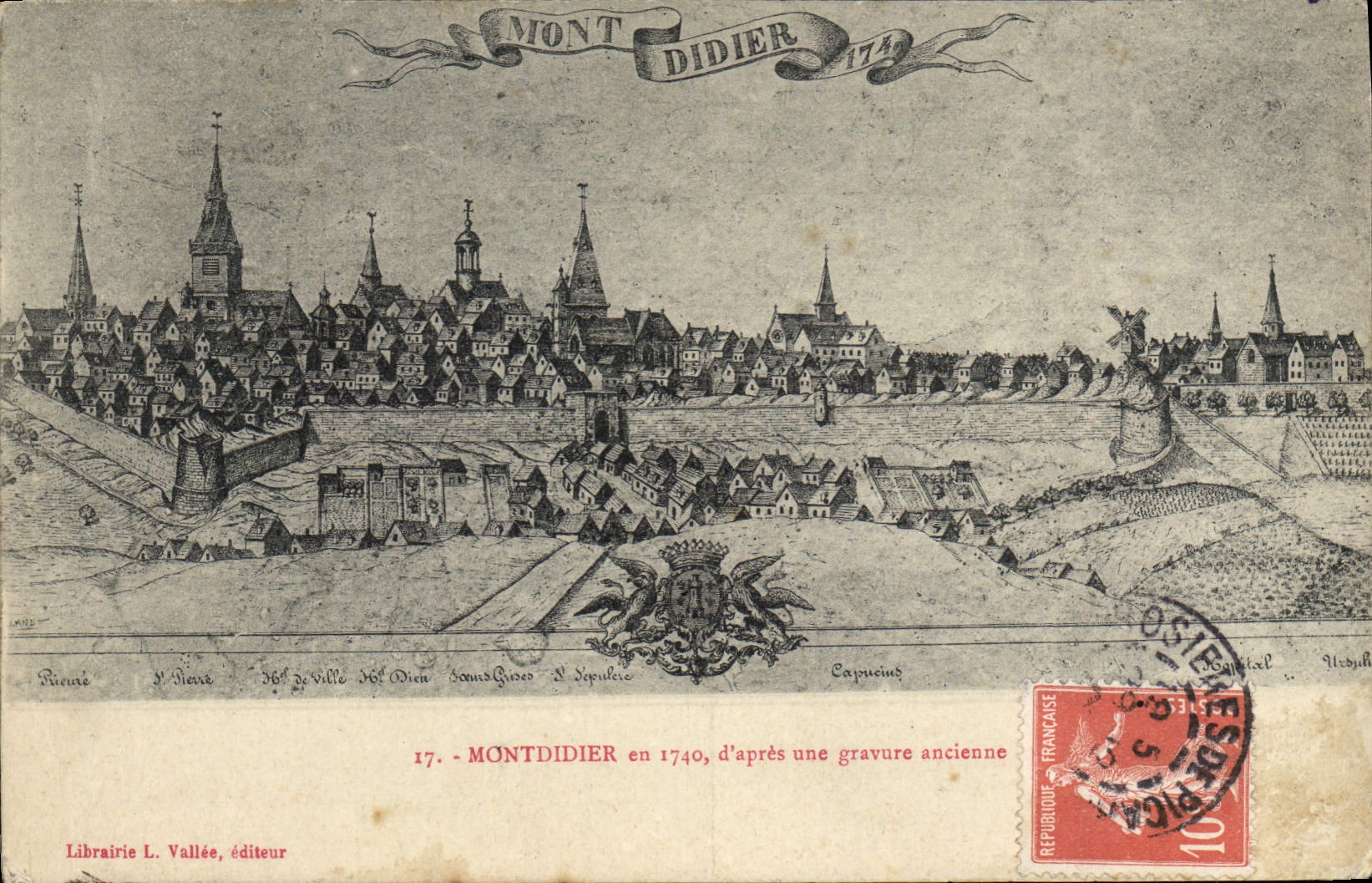 Vintage Postcard Montdidier in 1740
