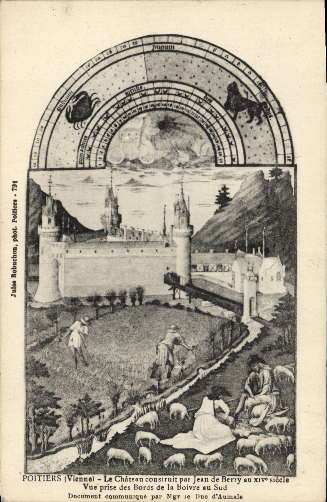 Vintage Postcard Poitiers the castle built by Jean de Berry Seen taken of the edges of Boivre in the South