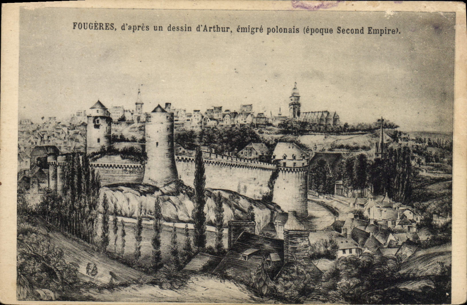 Postal Helechos según un dibujo de Arthur emigrado polaco tiempo Segundo Imperio