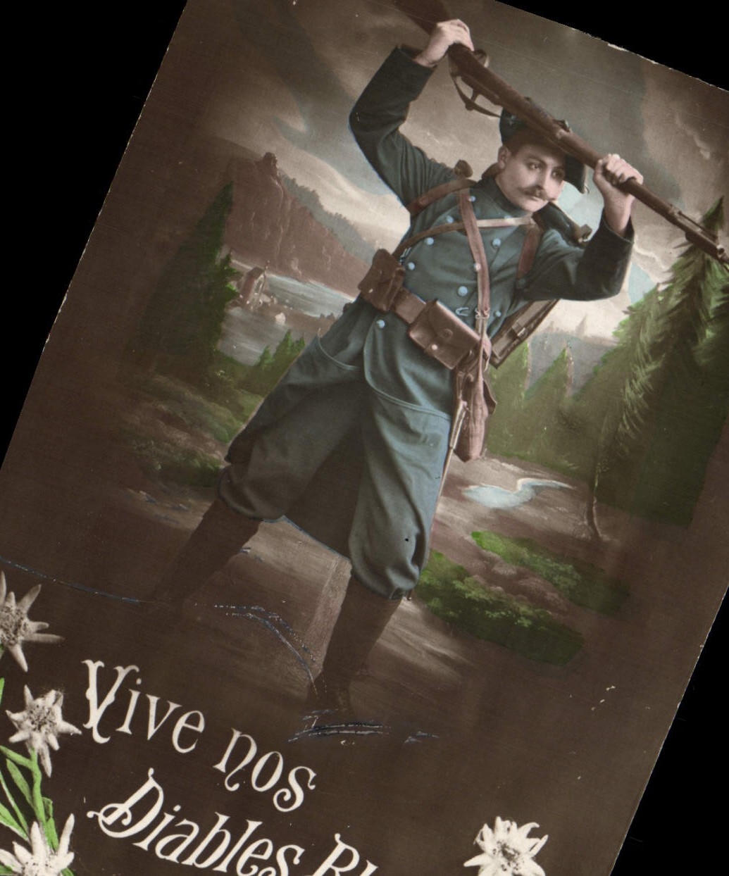 CPA Militaria Chasseurs Alpins Vive nos diables bleus