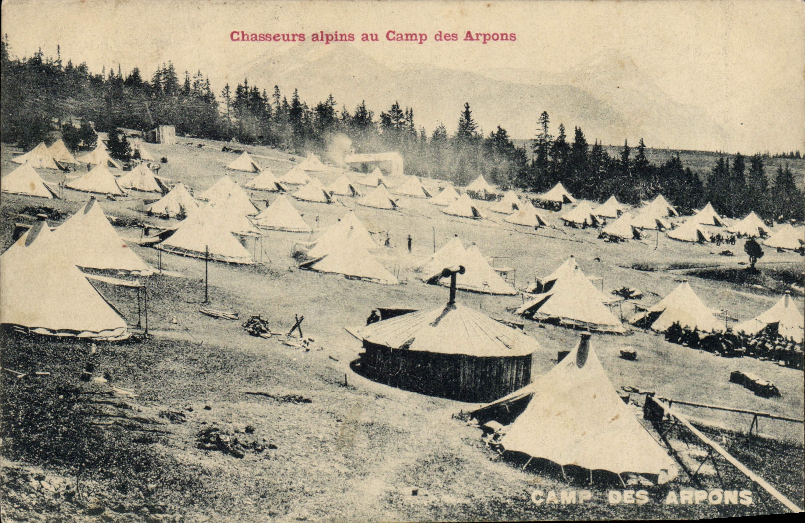CPA Militaria Chasseurs Alpins au camp des Arpons