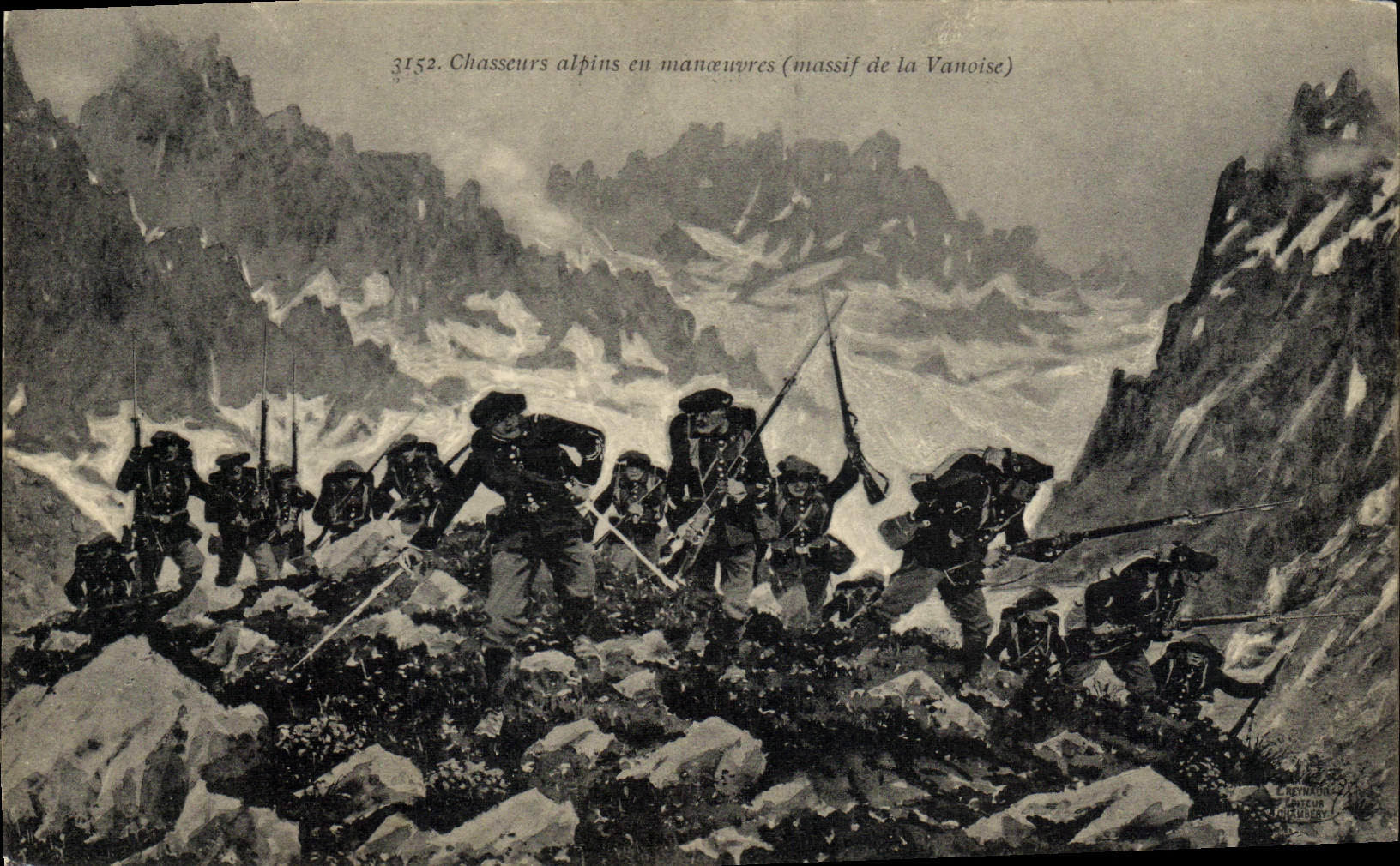 CPA Militaria Chasseurs Alpins en manoeuvres Massif de la Vanoise