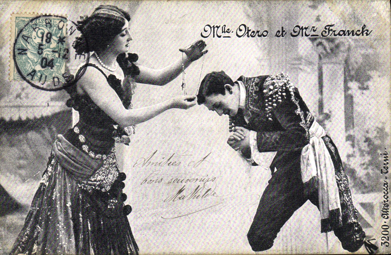 CPA Fantaisie Theatre Femme Mlle Otero et Mr Franck 