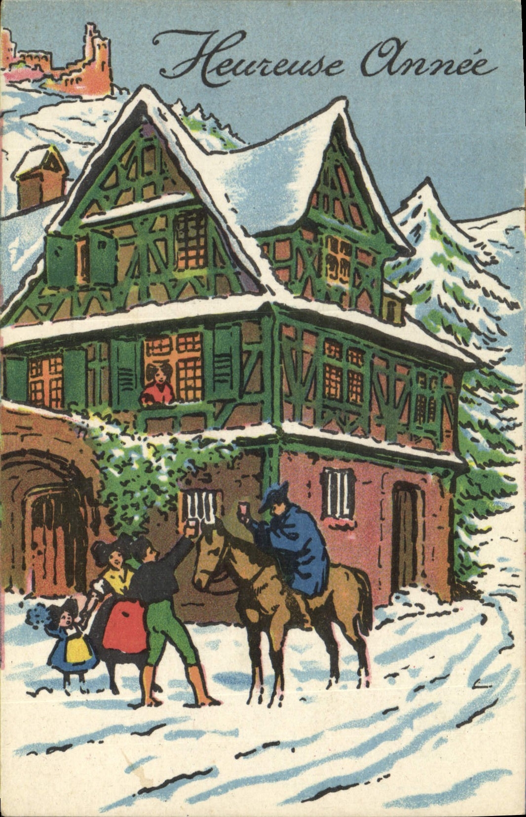 CPA Folklore Alsace Heureuse annee