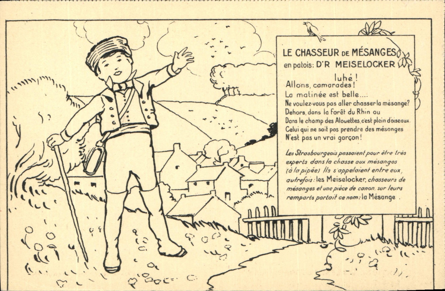 CPA Folklore Alsace Enfant Le chasseur de mesanges Meiselocker 