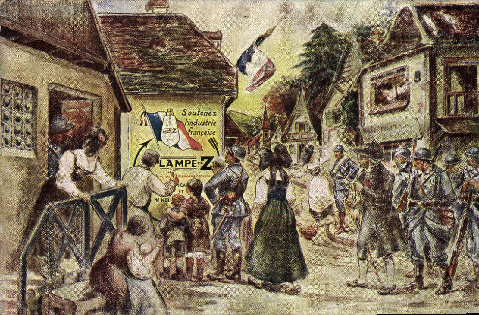 CPA Folklore Alsace Soldats Militaria