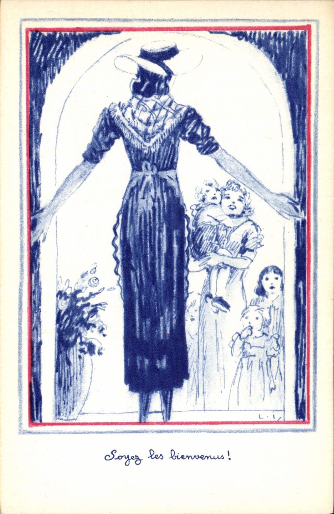 CPA Folklore Alsace Femme Soyez les bienvenus