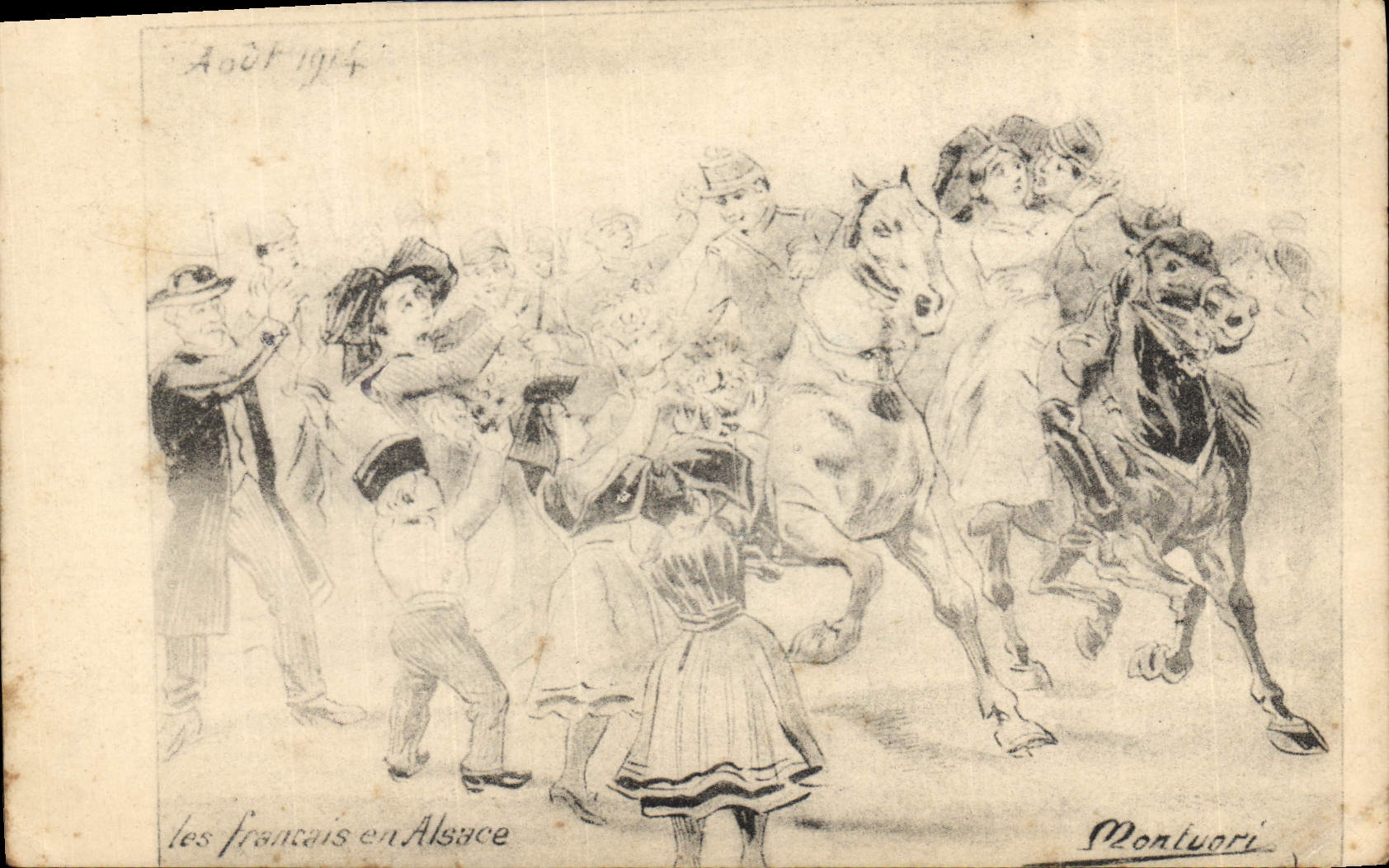 CPA Folklore Alsace Soldats Militaria