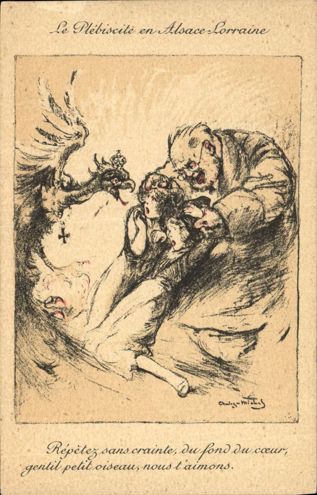 CPA Folklore Plebiscite en Alsace Lorraine Aigle 