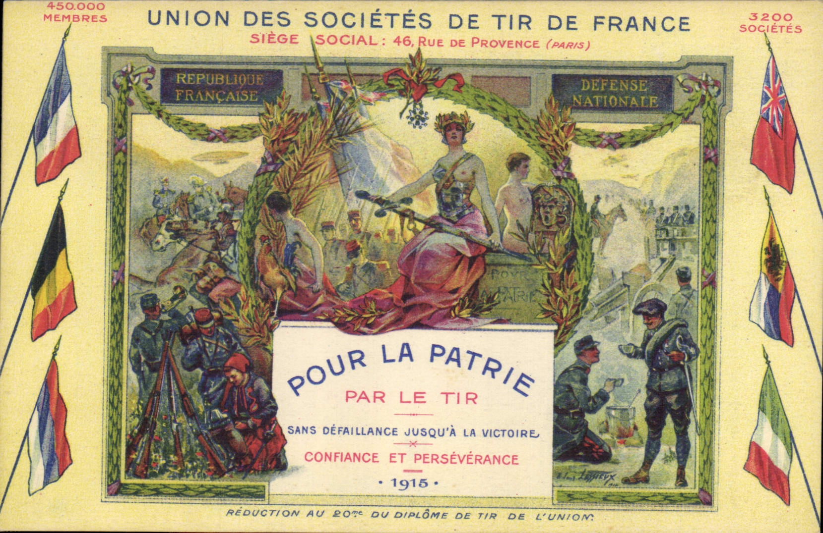 CPA Union des societes de Tir de France Pour la patrie Par le tir Militaria 