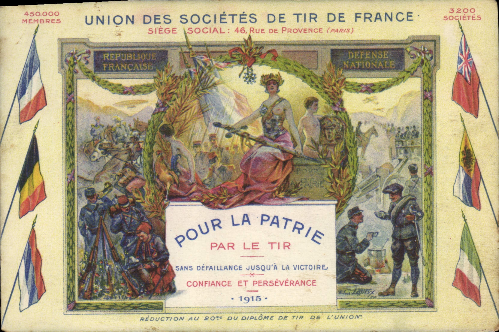CPA Loterie Union des societes de Tir de France Pour la patrie Par le tir Militaria