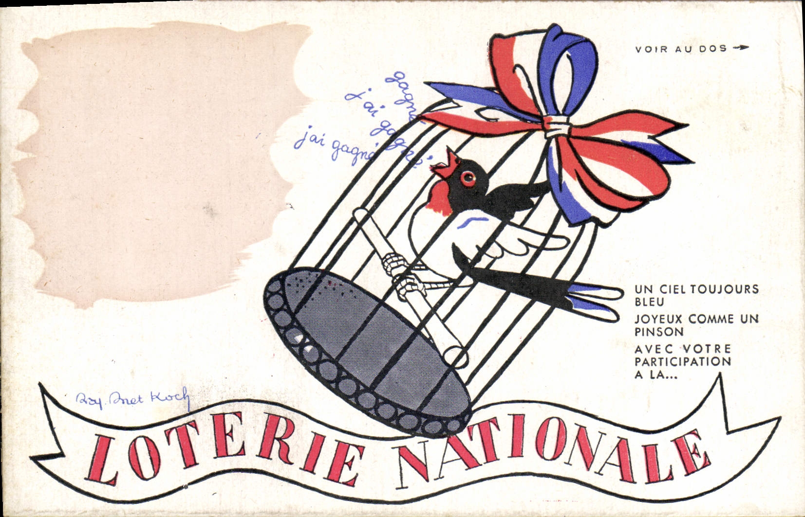 CPA Loterie Nationale Oiseau 