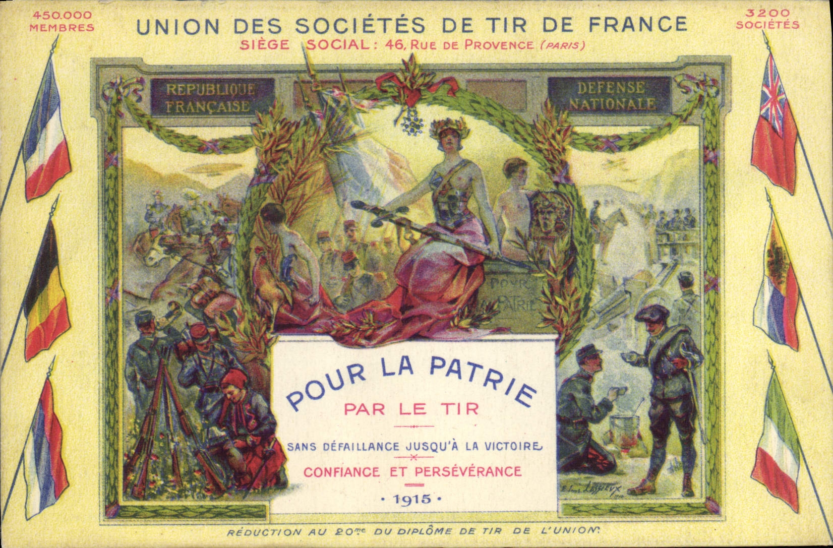 CPA Loterie Union des societes de Tir de France Pour la patrie Par le tir Militaria