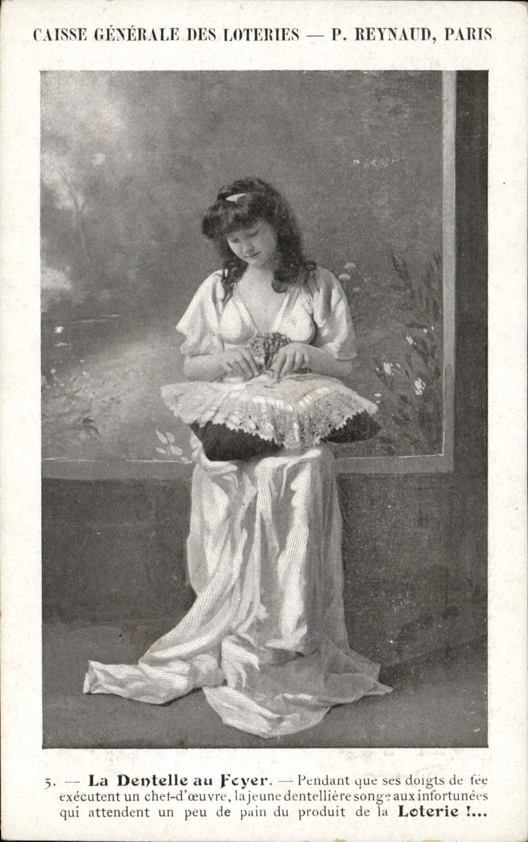 CPA Loterie la dentelle au foyer