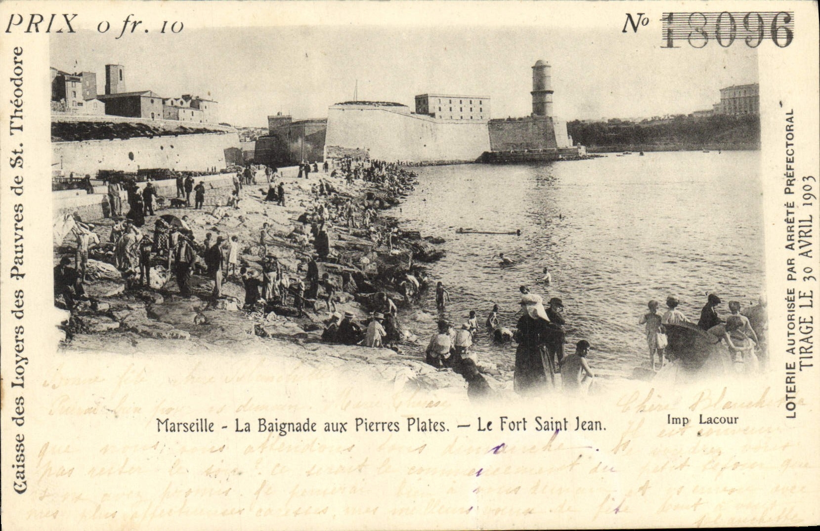 CPA Loterie Marseille La baignade aux Pierres Plates Le Fort Saint Jean