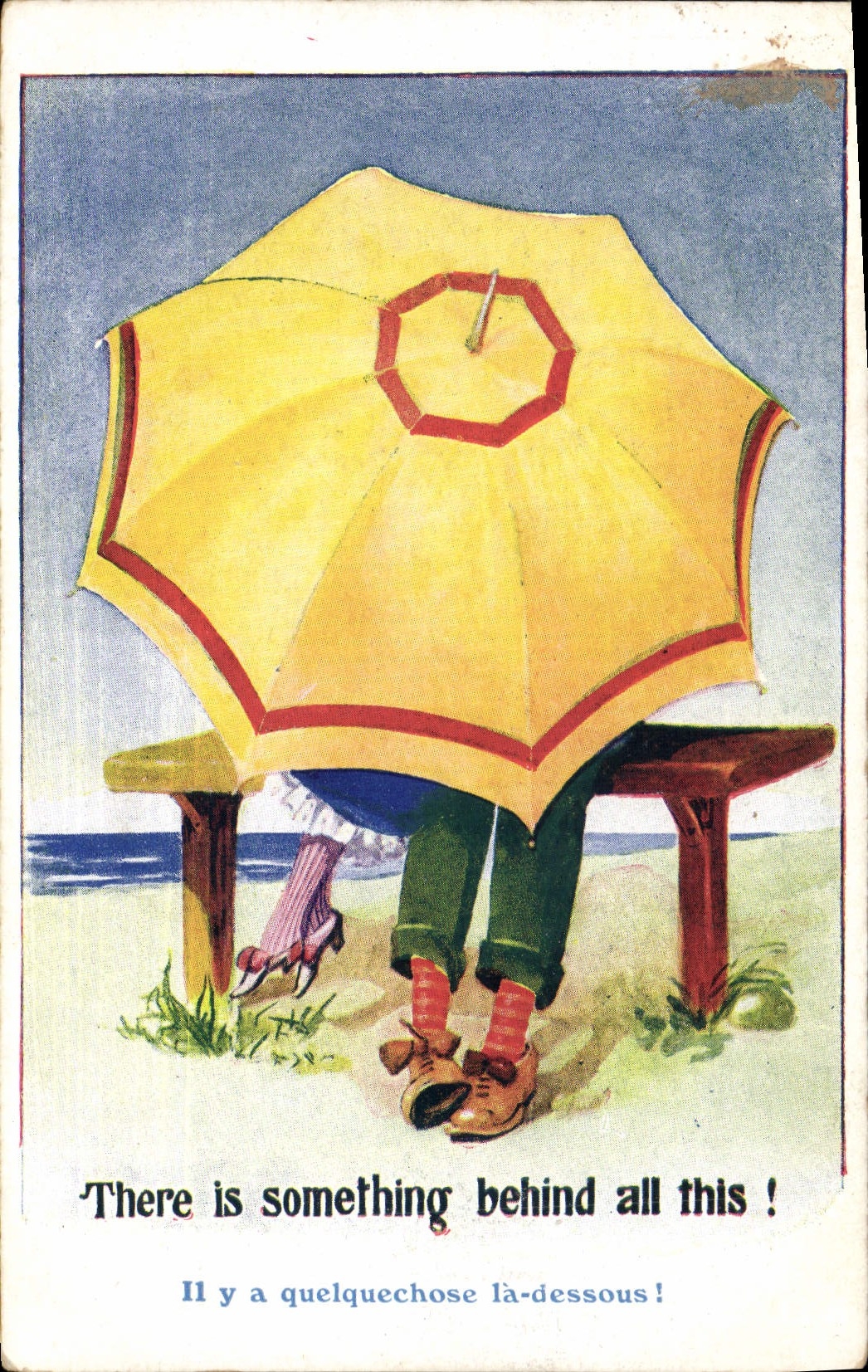 Vintage Postcard Fantasy Illustrator There is something behind Al this