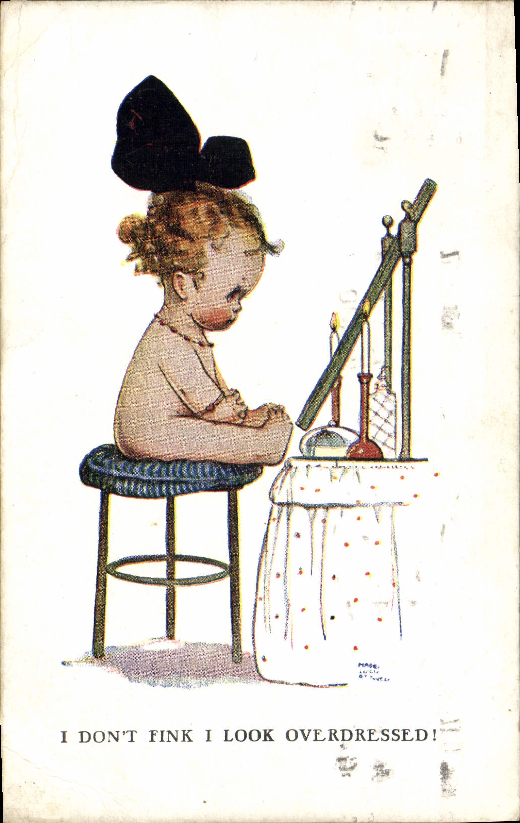 Vintage Postcard Fantasy Illustrator Child I don' T fink I look overdresses