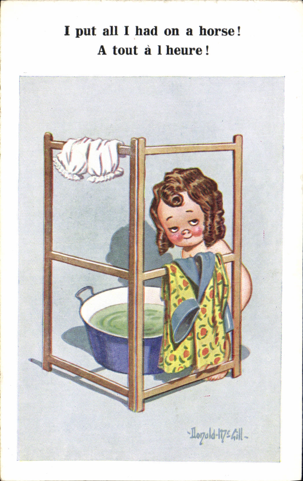 Postal Fantasia Ilustrador Niño I pudo a DE I had él tiene horse Donald Mc Gill