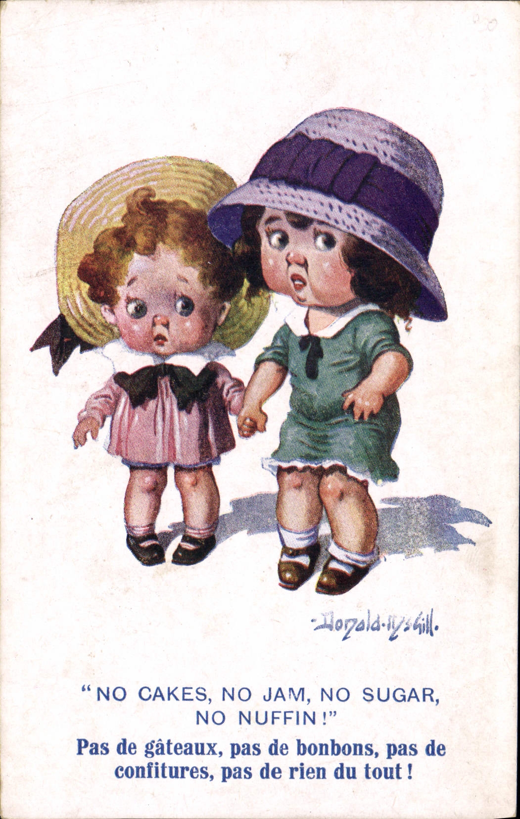 Vintage Postcard Fantasy Illustrator Children Donald Mc Gill No cakes No jam No suger No Nuffin