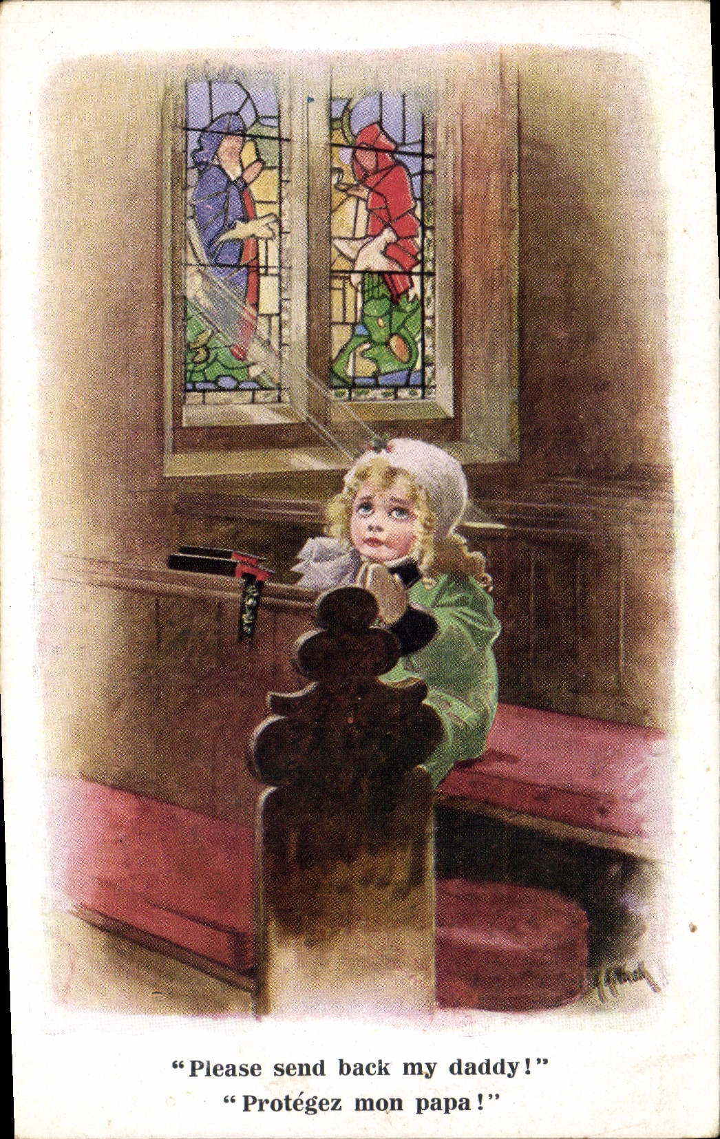 Vintage Postcard Fantasy Illustrator Child Please send back my daddy