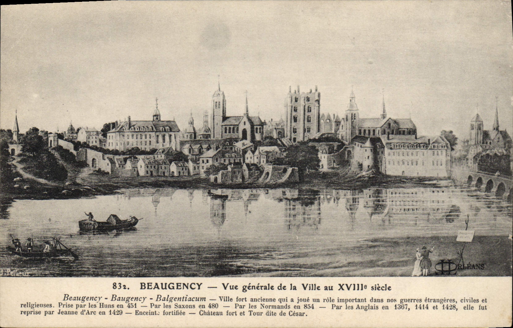 Vintage Postcard Beaugency Seen general of the city with 18th