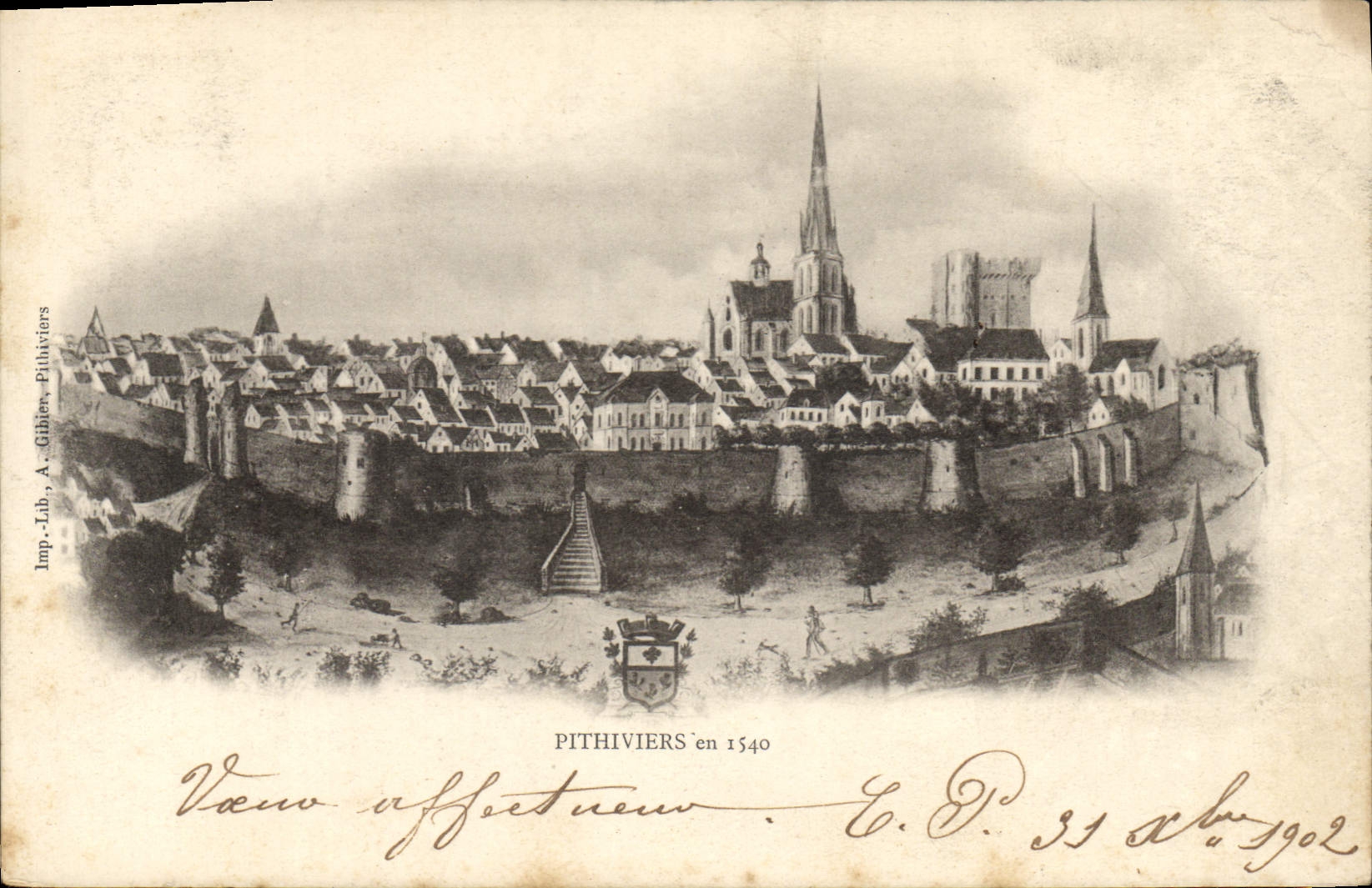 Vintage Postcard Puff-pastry cake in 1540