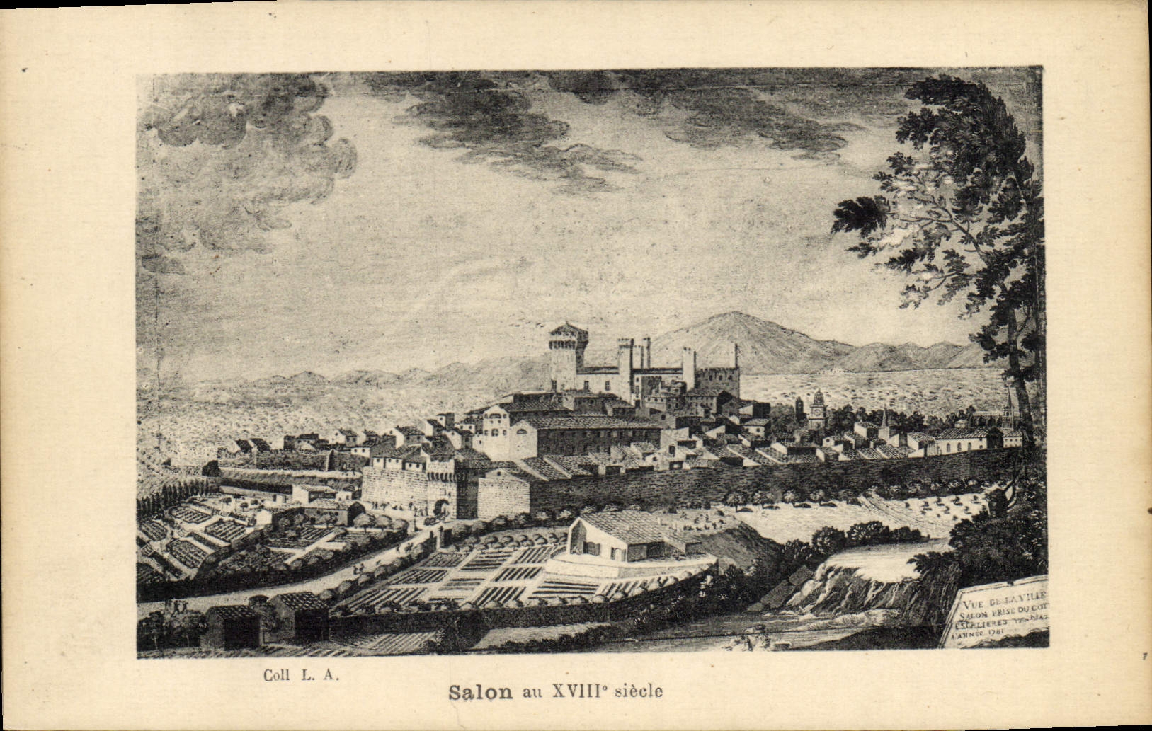 Vintage Postcard Living room with 18th