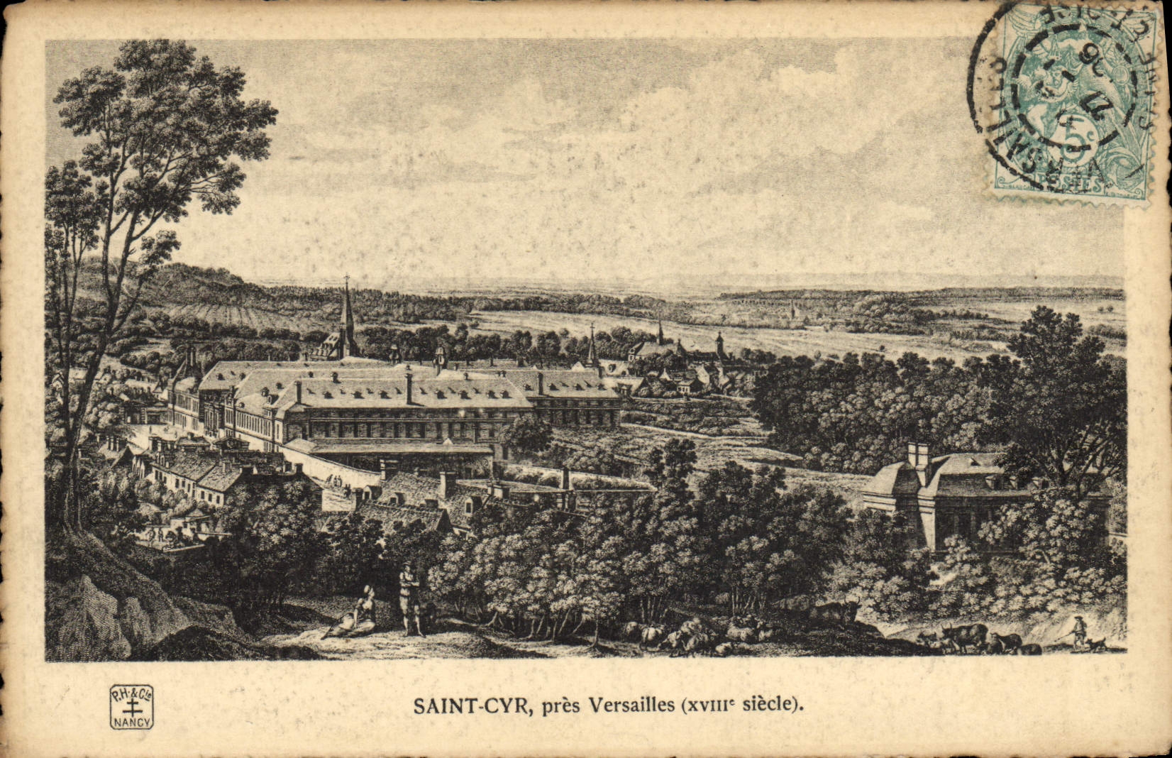 Vintage Postcard Saint-Cyr military school close Versailles 18th
