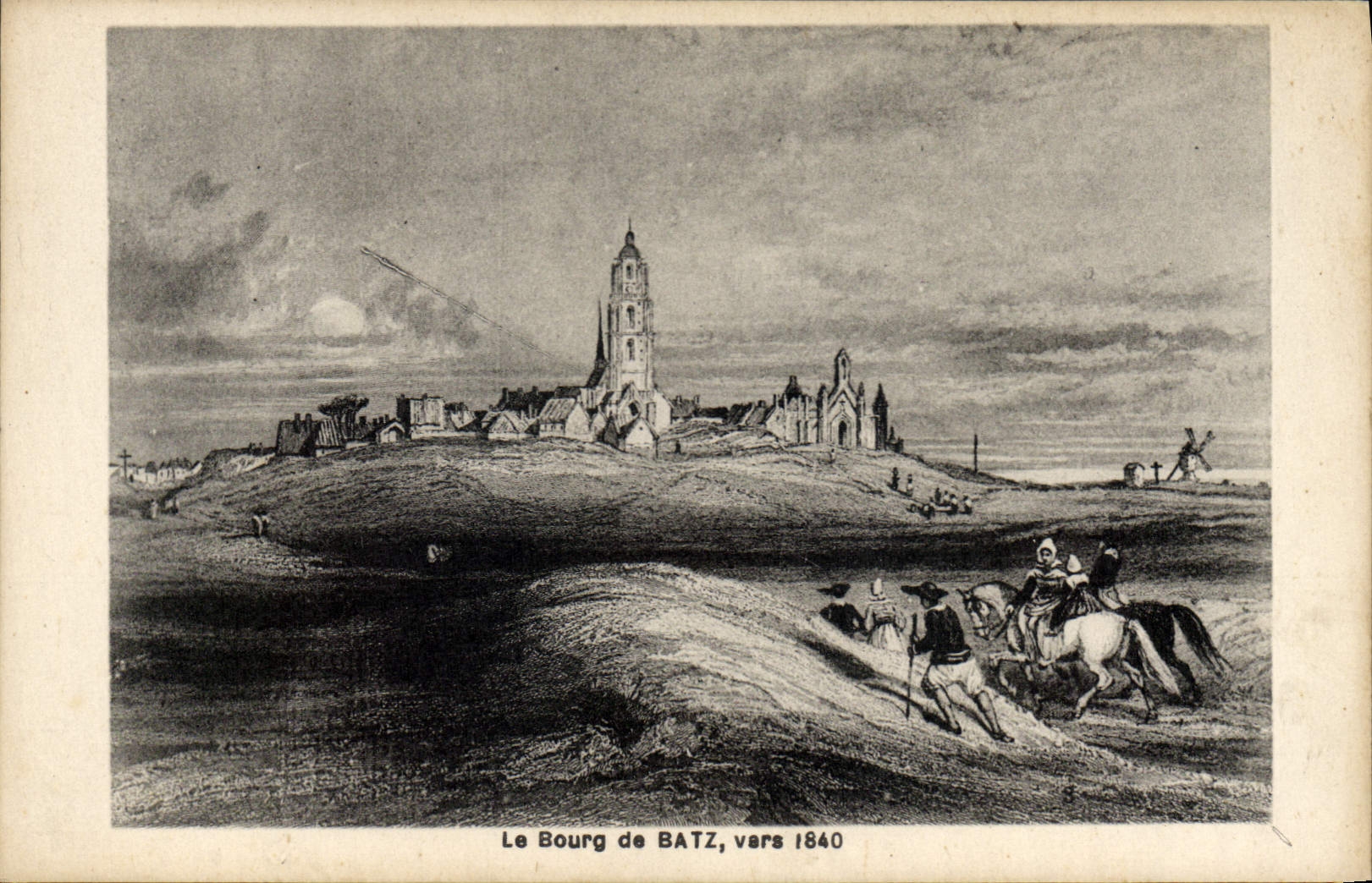Postal el burgo de Batz hacia 1840