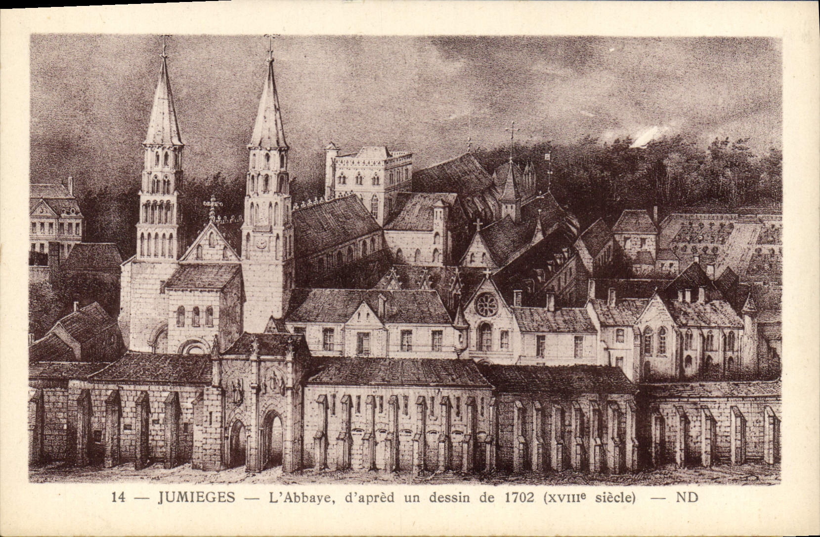 Vintage Postcard Jumieges the abbey 1702