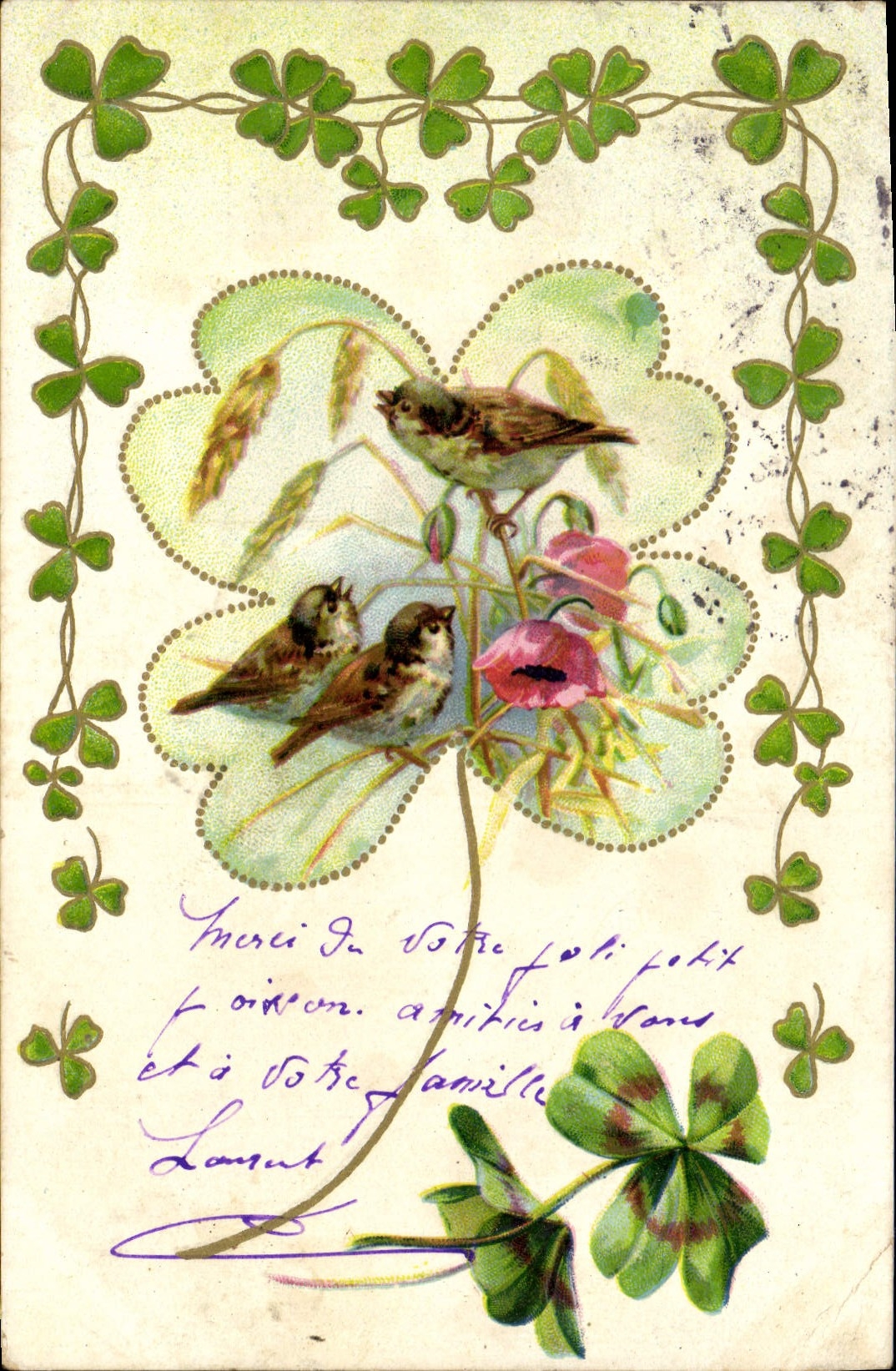 CPA Oiseaux Trefle 
